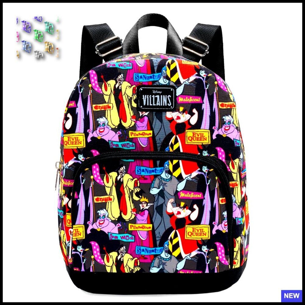 Disney Villains Mini Backpack Canvas Adjustable Straps Daypack Casual Playful